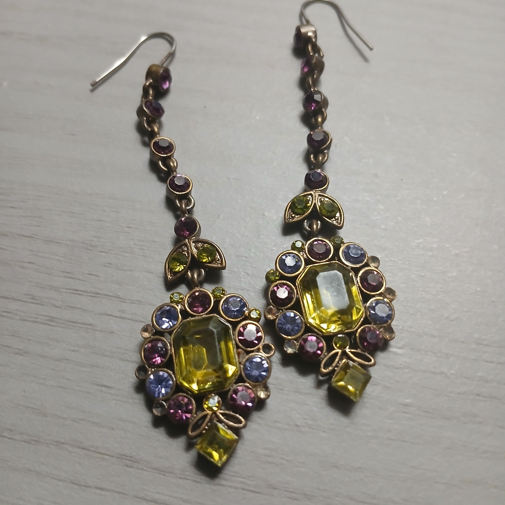 Elegant VINTAGE Multicolor Drop Earrings.. - Picture 8 of 14